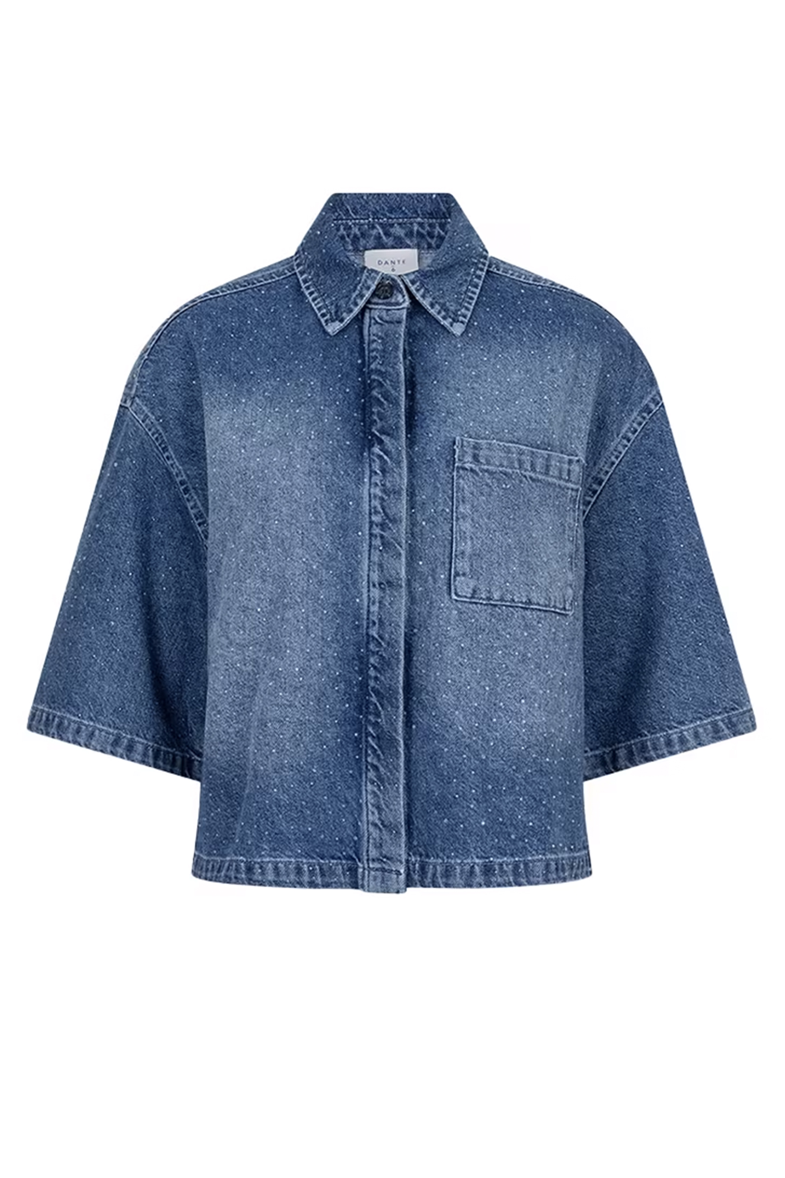 Dames blouse korte mouw blauw