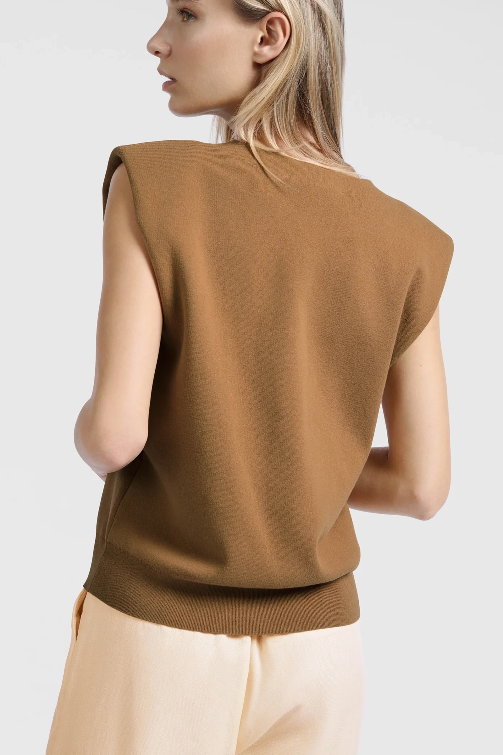 Yaya Knitted spencer with shoulder CHIPMUNK BROWN 3