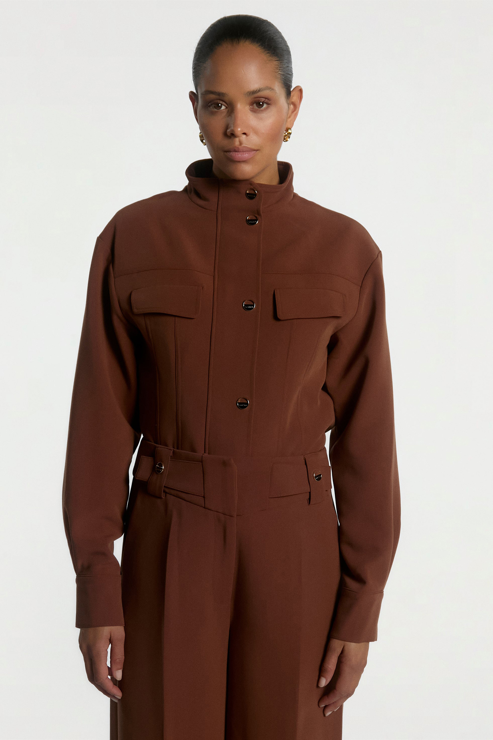 Dames blouse korte mouw bruin