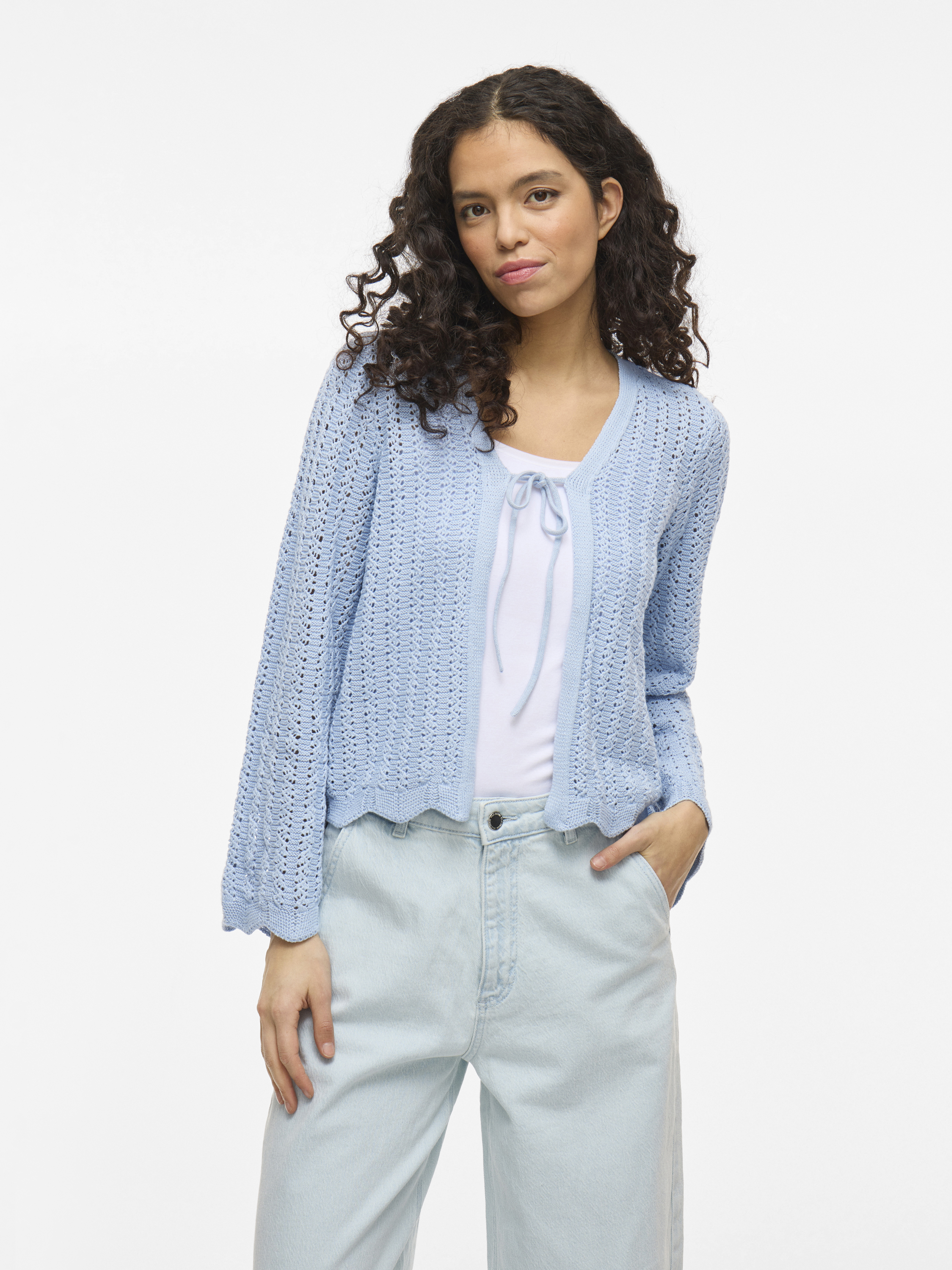 Vila VINOI L/S STRING KNIT CARDIGAN 253564-Kentucky Blue 3