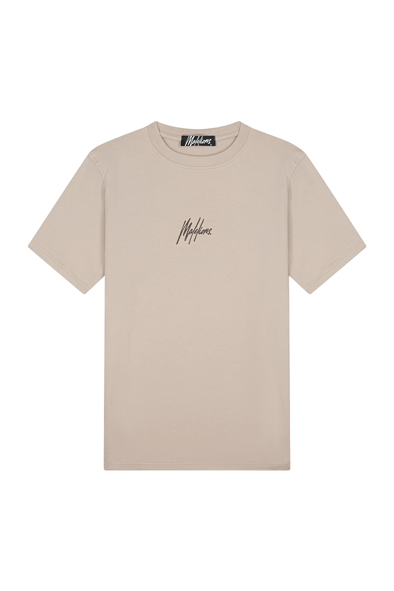 Malelions Striped Signature T-Shirt bruin/beige-1 1