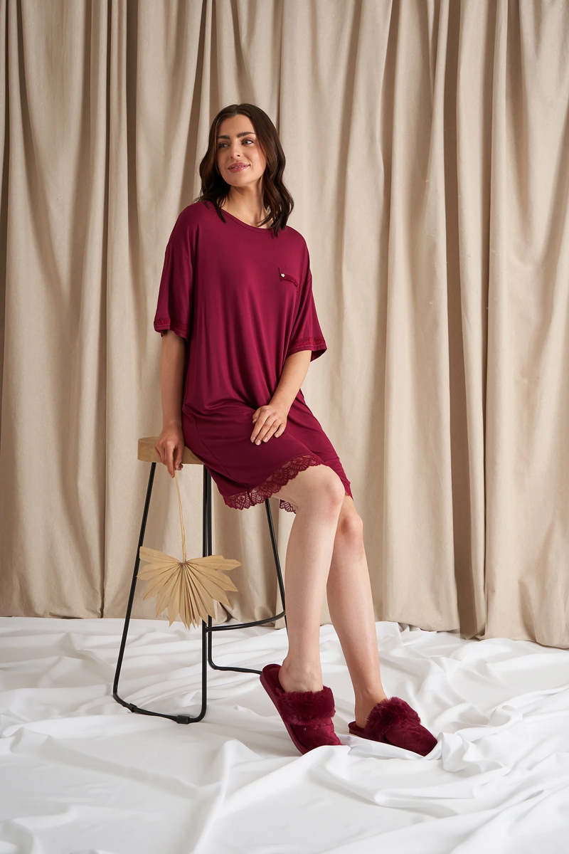 Nachtmode dames nachthemd   rood