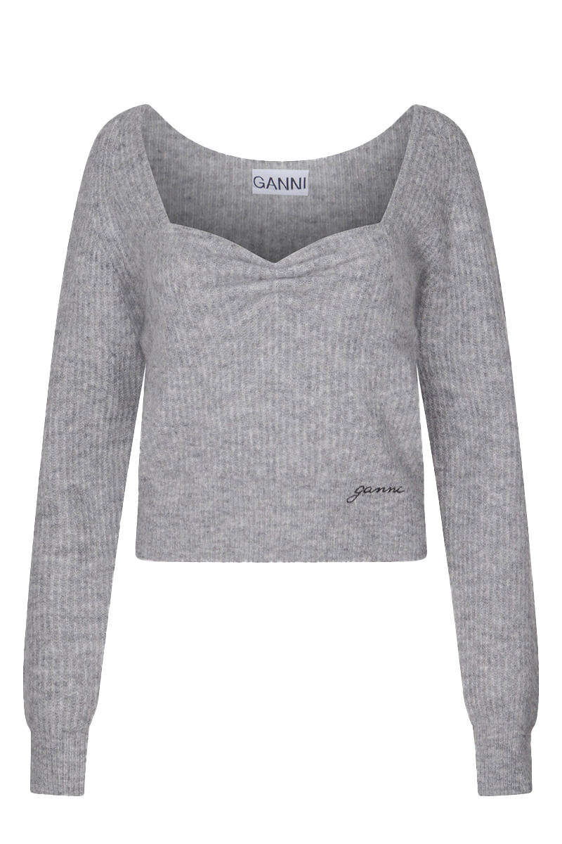Ganni Soft wool blouse Grijs-1 1