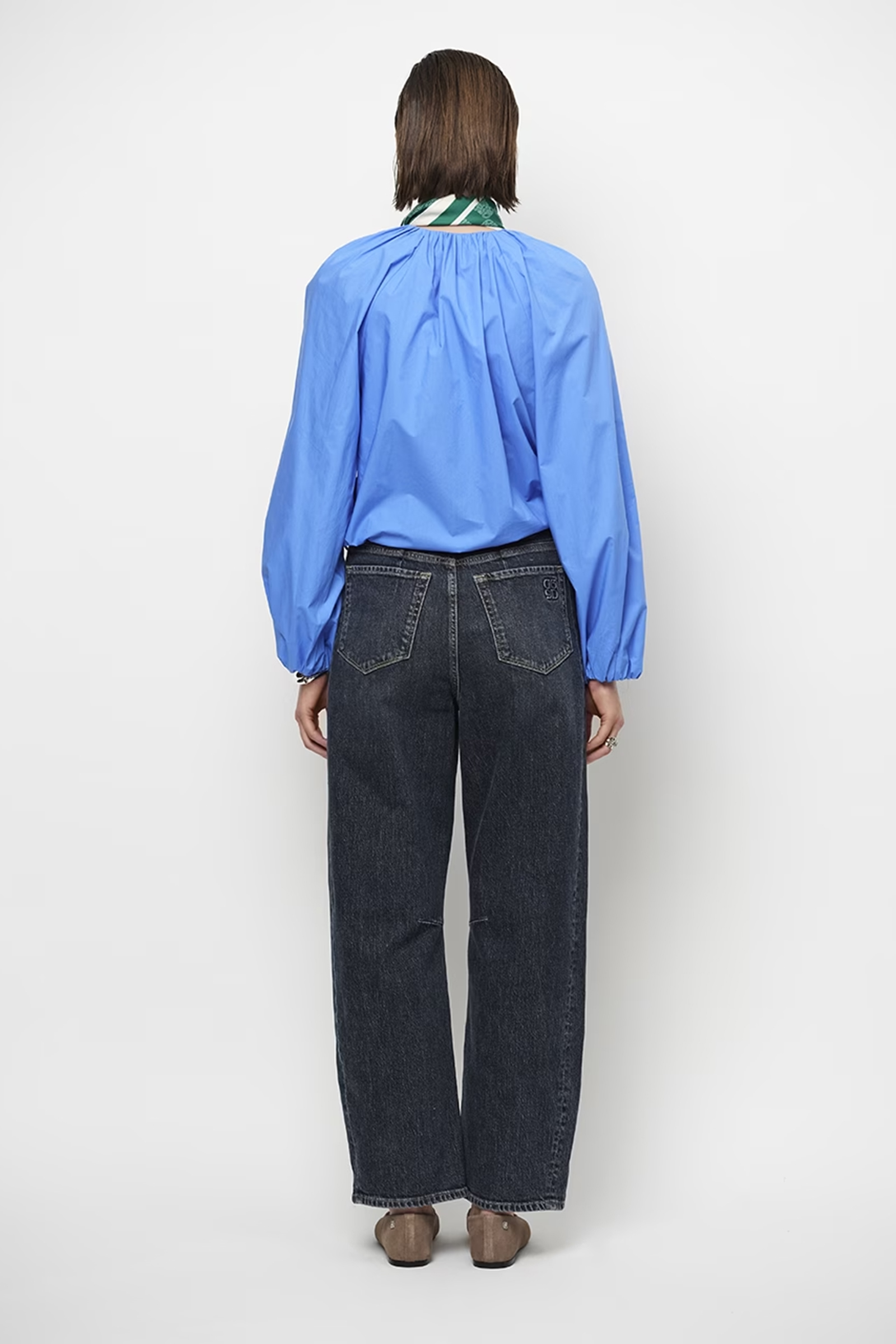 Dames blouse lange mouw blauw