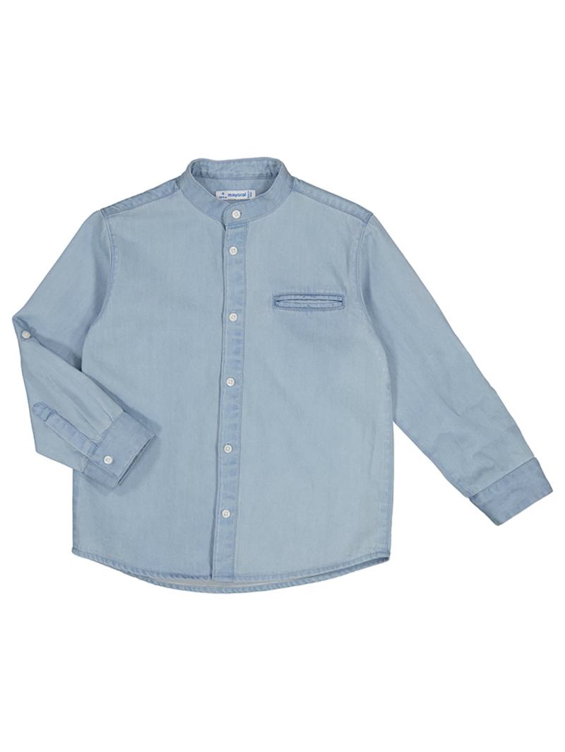 Jongens overhemd lange mouw blauw