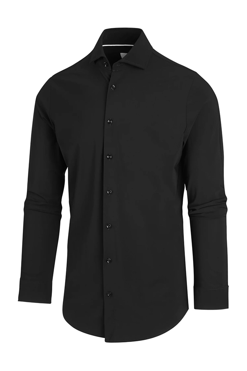 Heren overhemd lm casual zwart