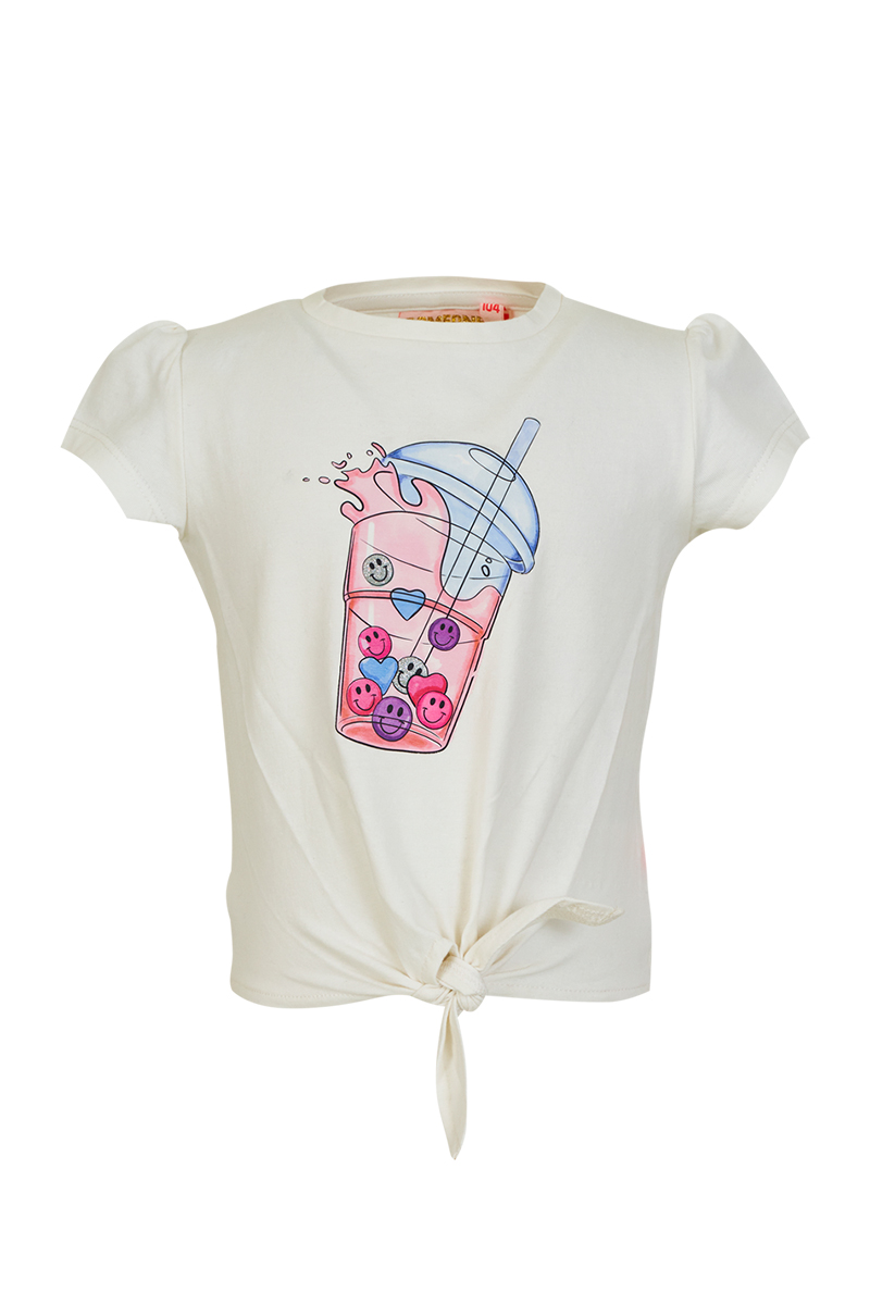 Meisjes t-shirt korte mouw ecru
