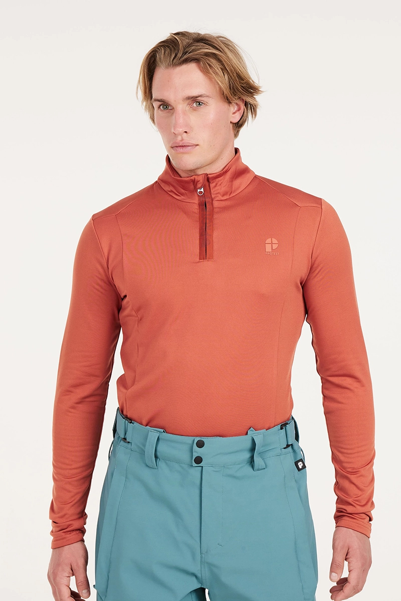 Wintersport heren pully+rits oranje