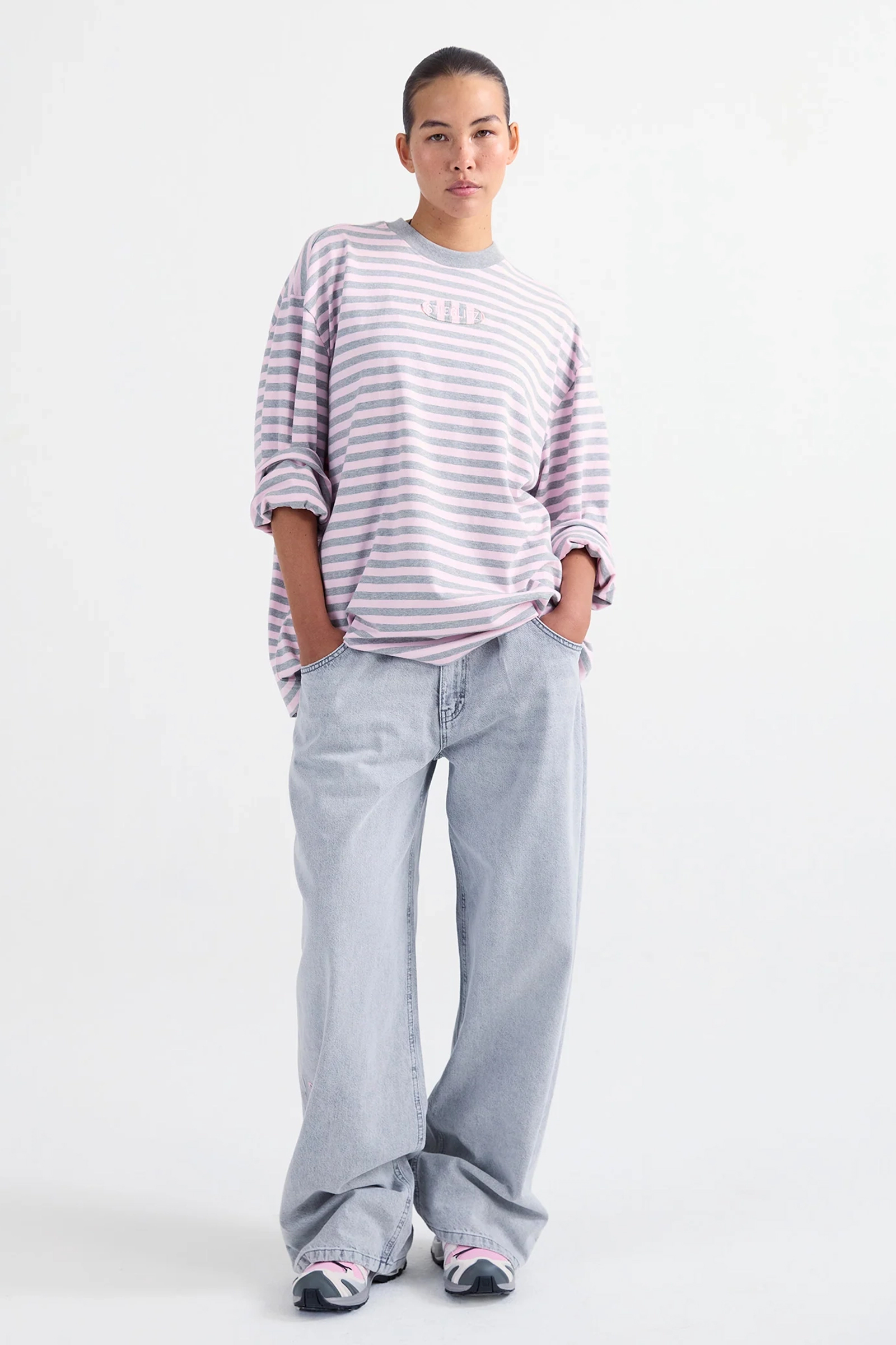 Dames t-shirt lange mouw rose