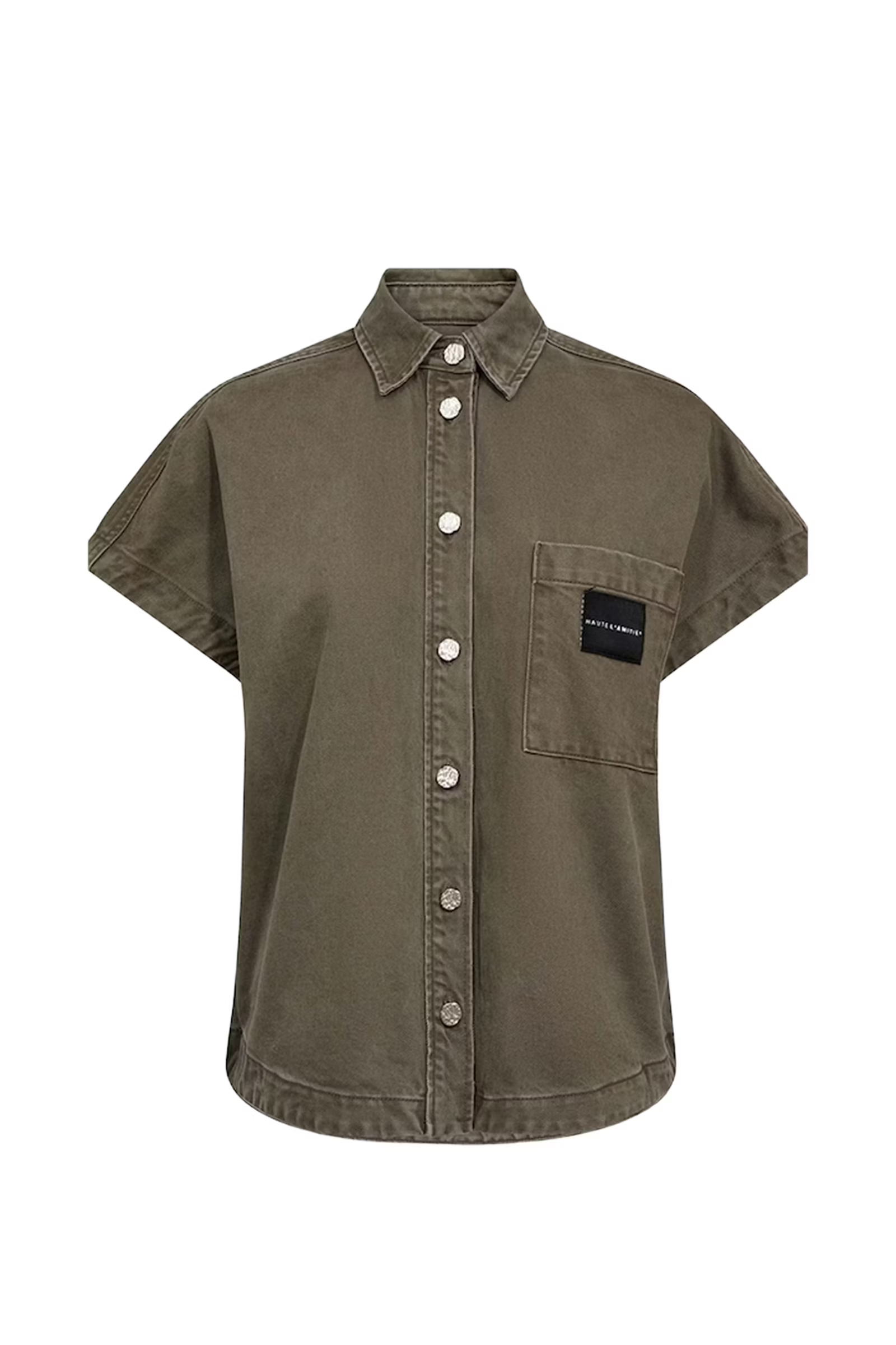 Dames blouse korte mouw bruin