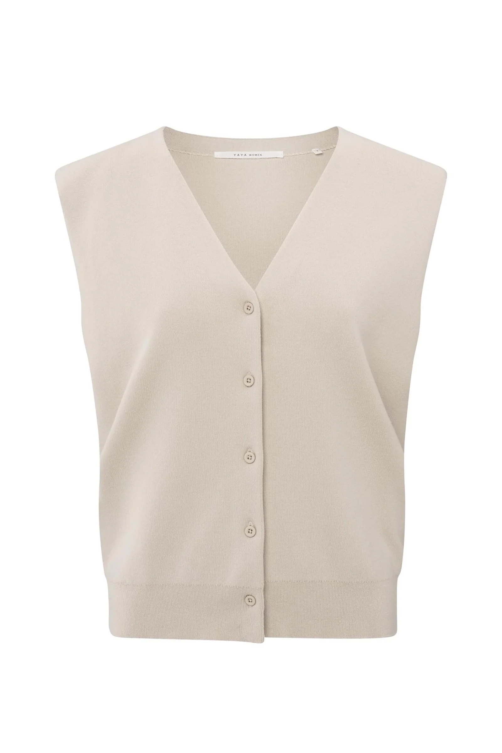 Yaya Knitted spencer with shoulder RAINY DAY BEIGE 1
