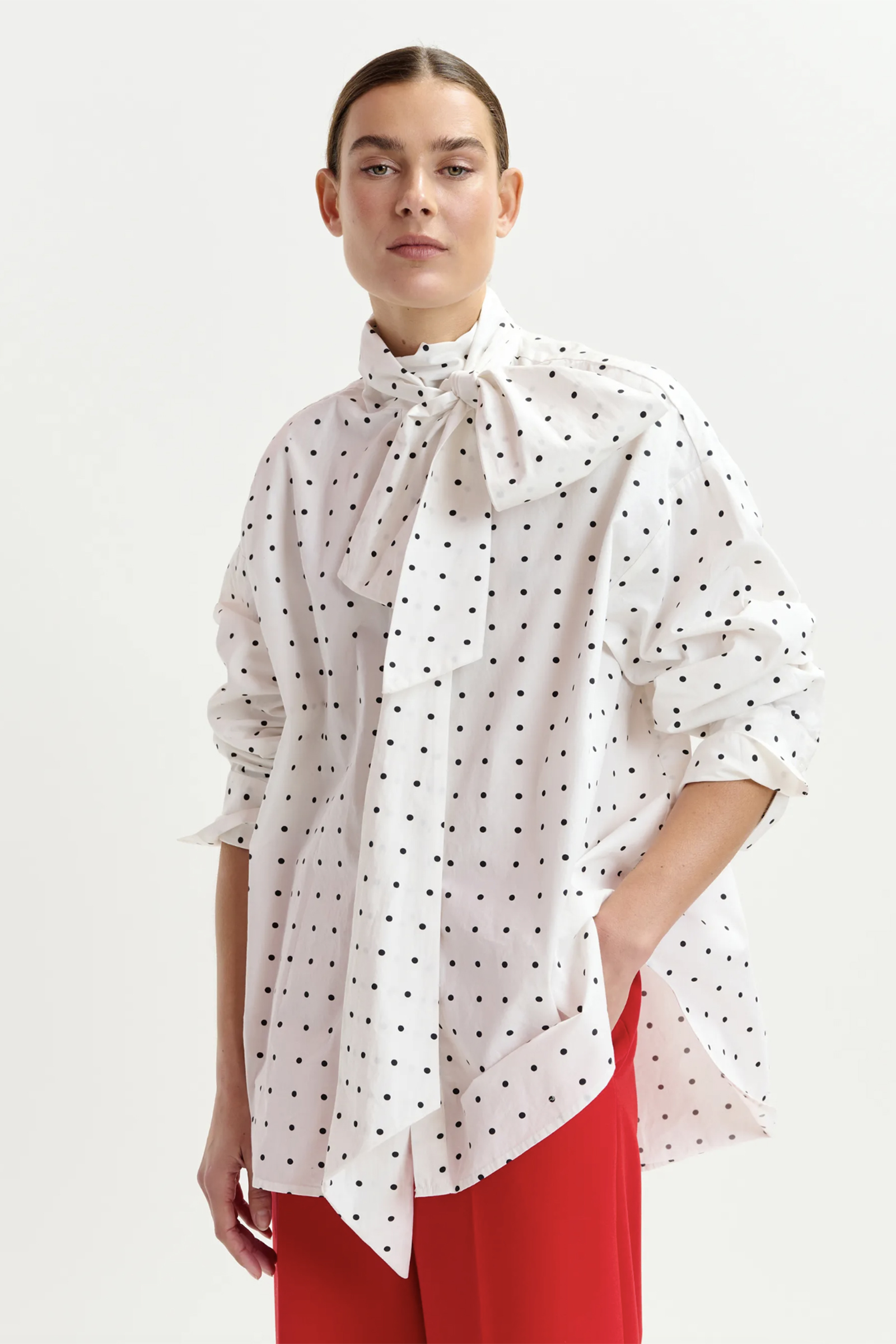 Dames blouse lange mouw wit