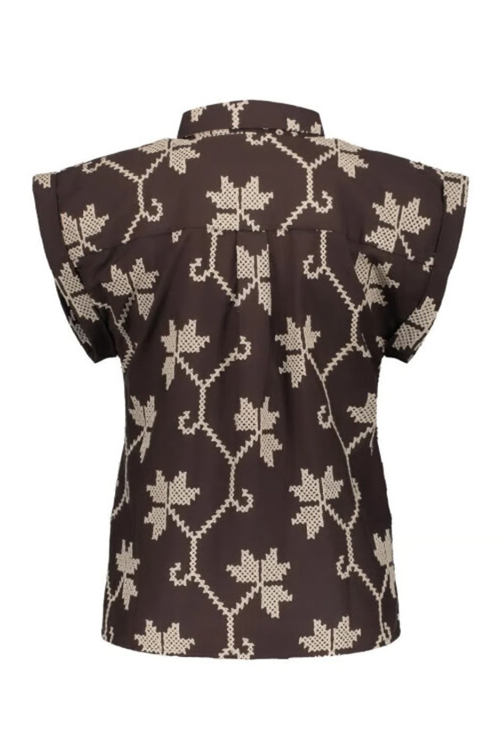 Dames blouse korte mouw bruin