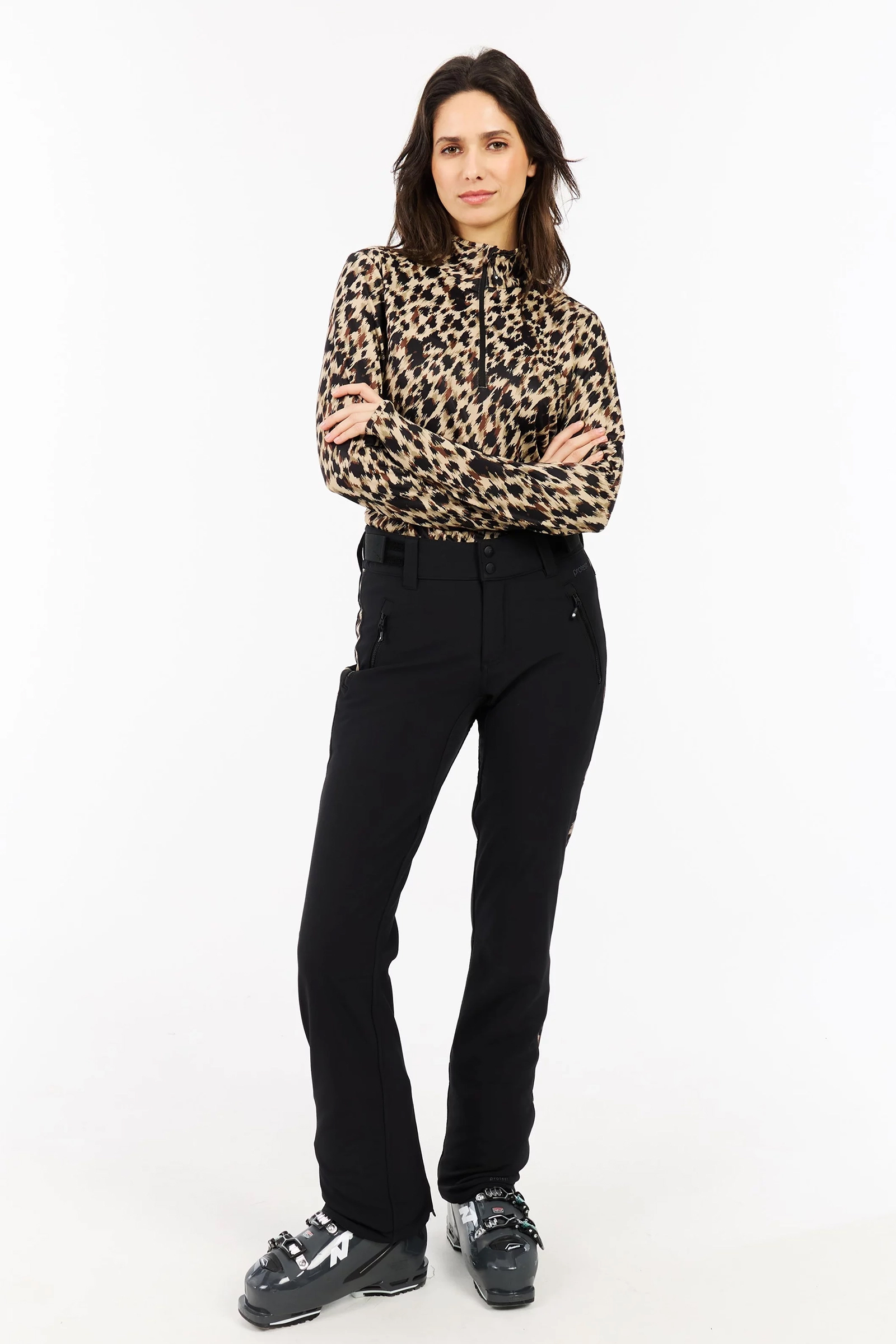 Wintersport dames pully+rits bruin