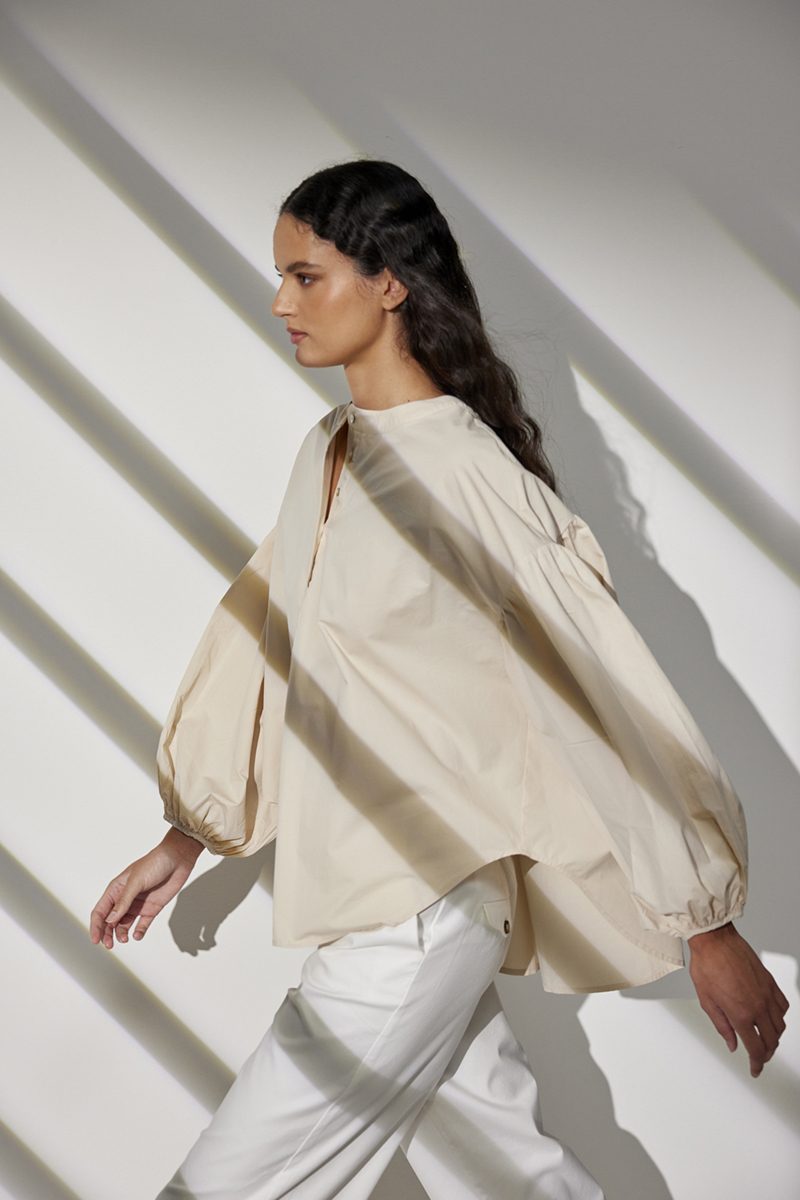 Dames blouse lange mouw ecru