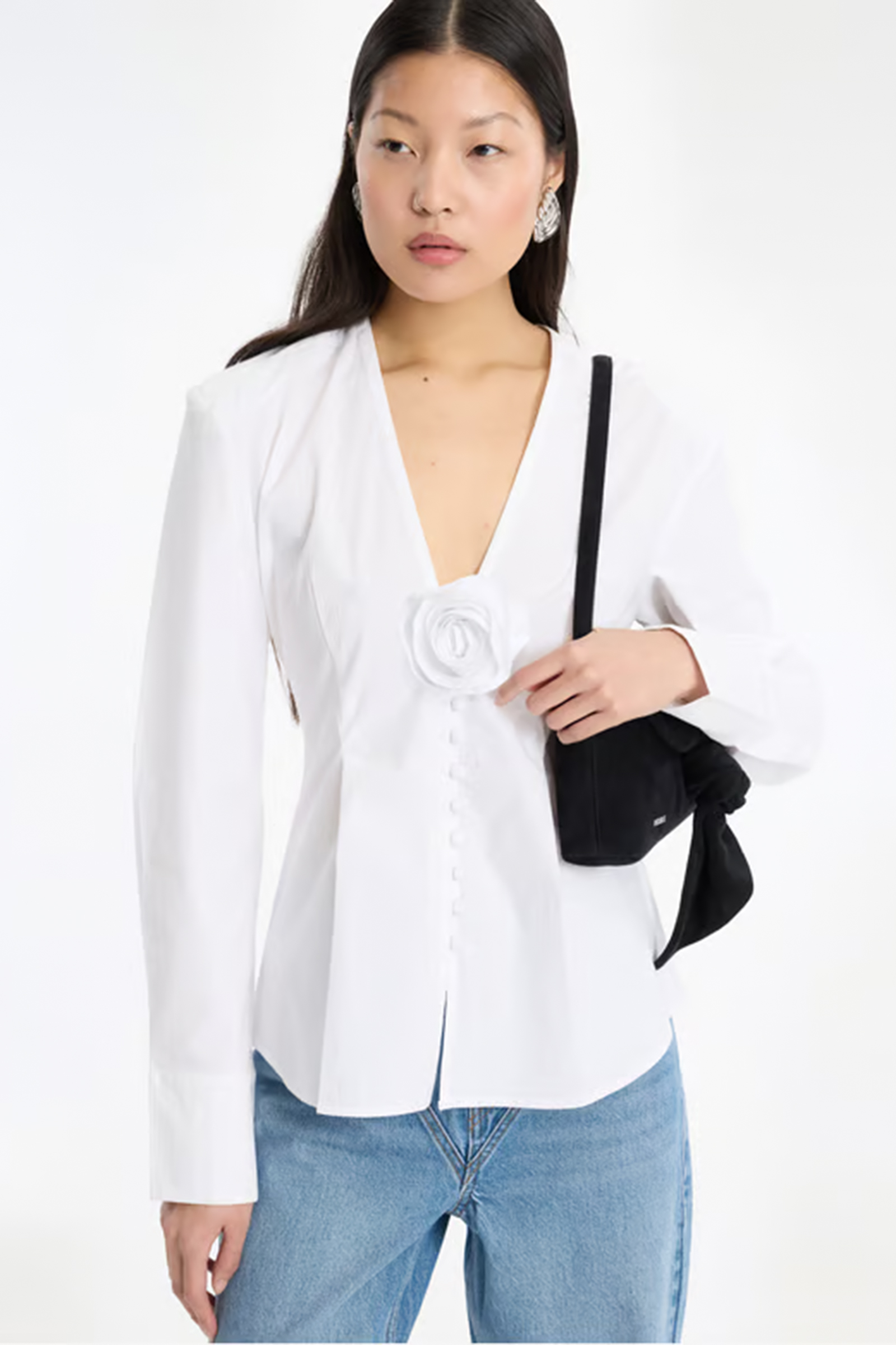 Dames blouse lange mouw wit