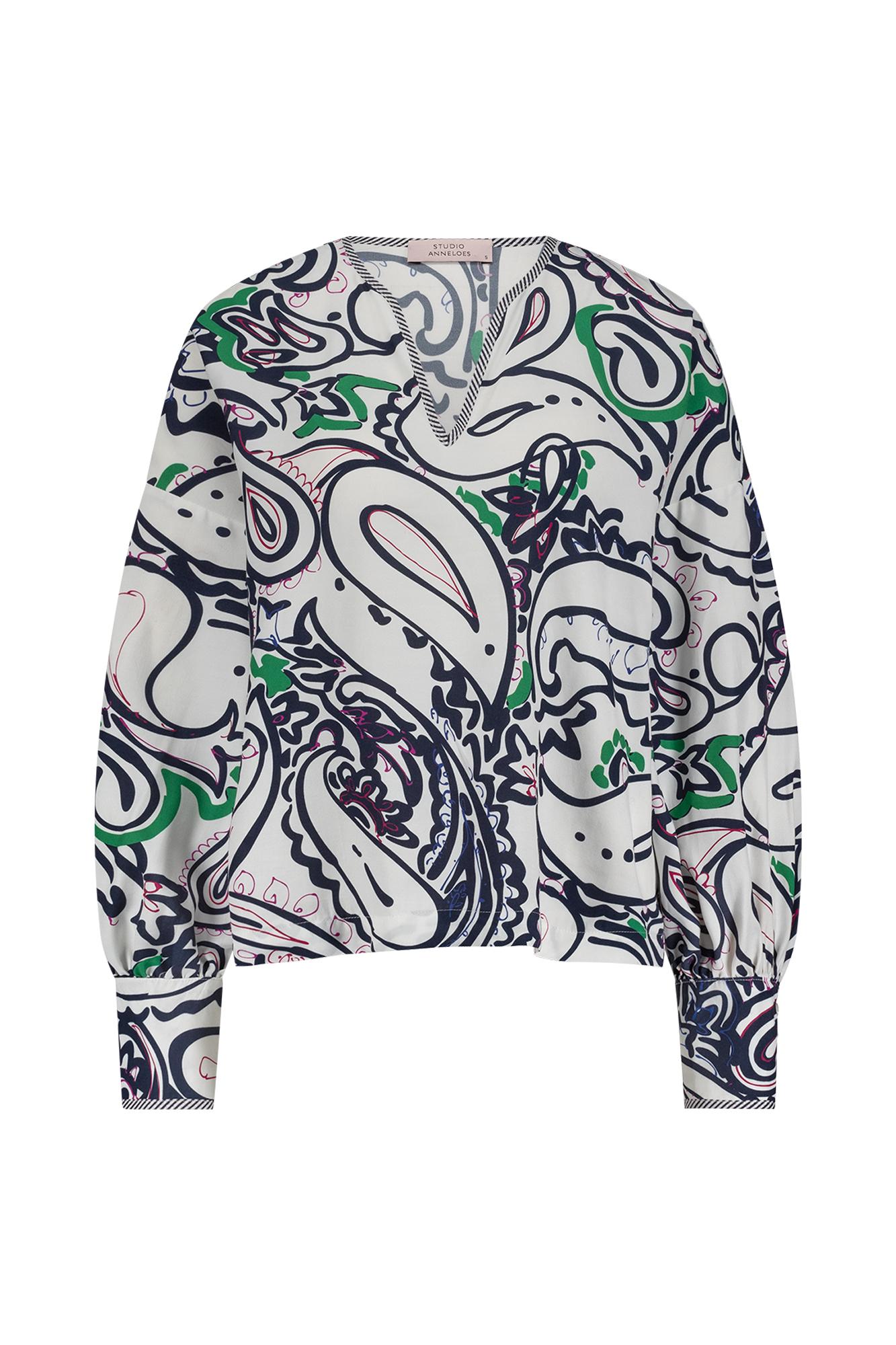 Dames blouse lange mouw blauw