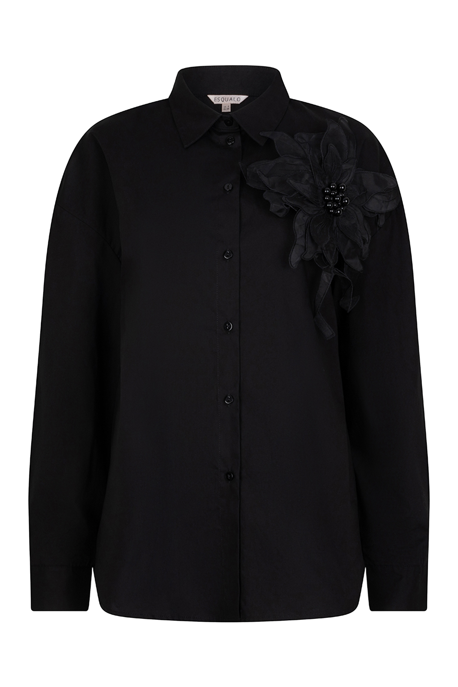 Dames blouse lange mouw zwart