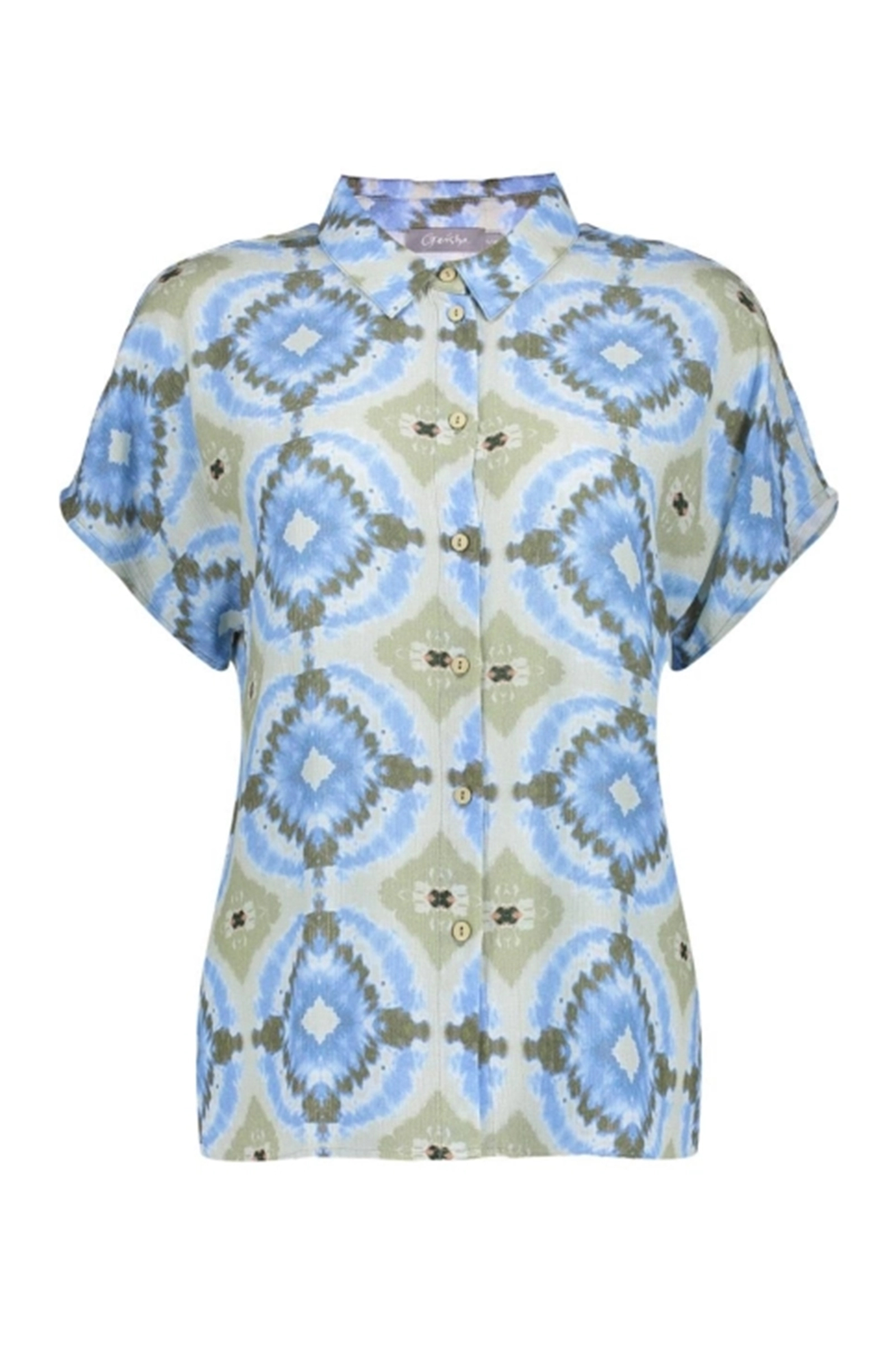 Dames blouse korte mouw blauw