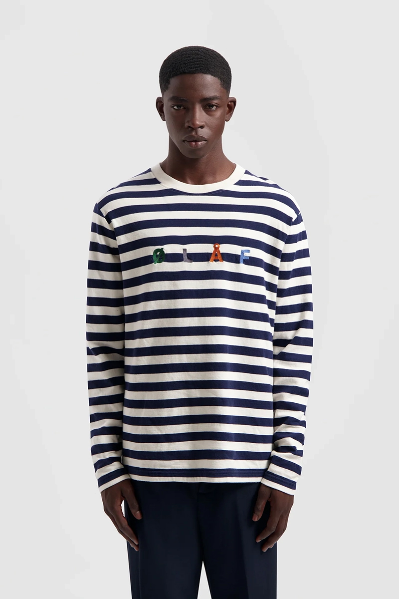 Olaf Hussein STRIPE SANS LS TEE Blauw-1 2