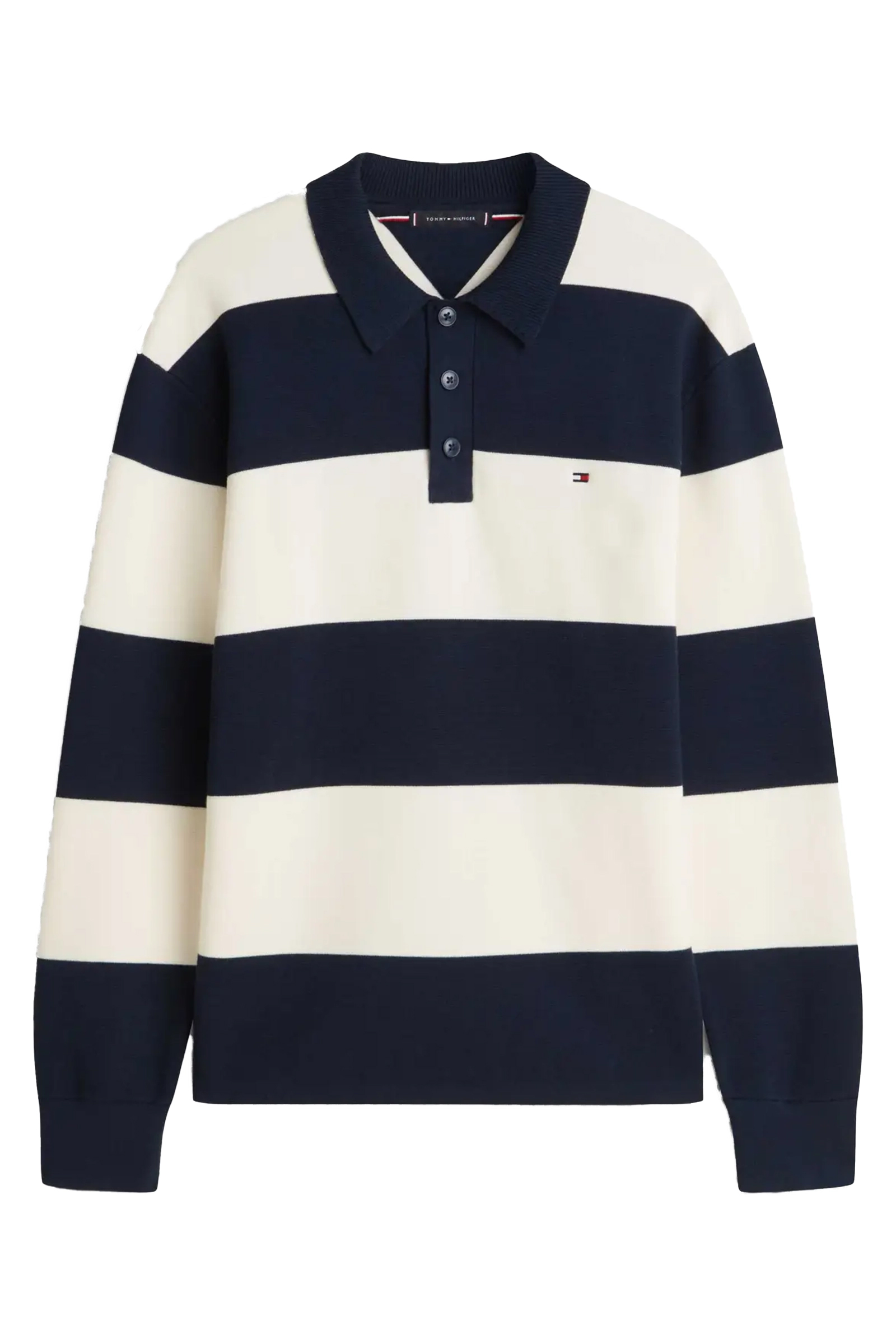 Heren polo lange mouw blauw