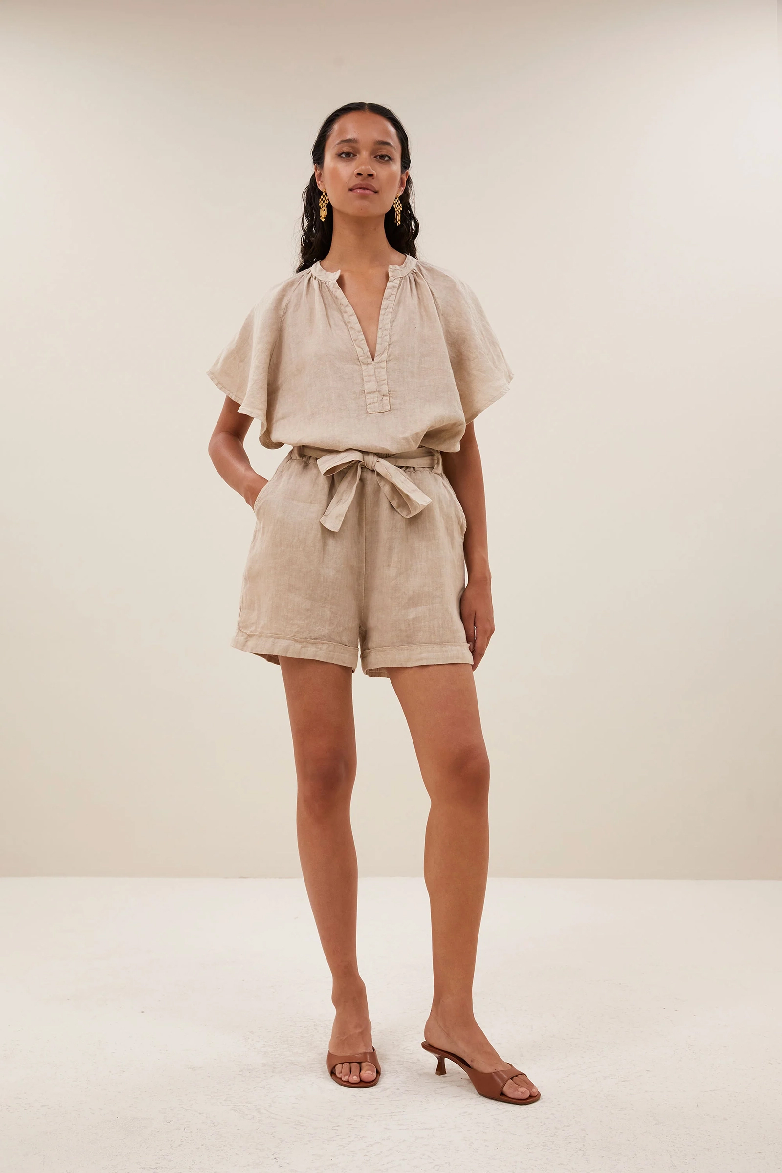 Dames short bruin