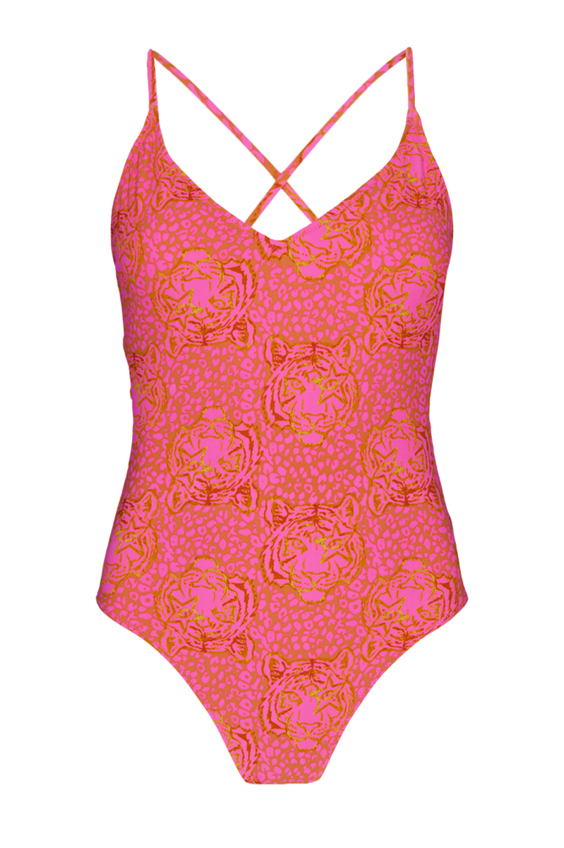 Bad/beach dames badpak sport rose