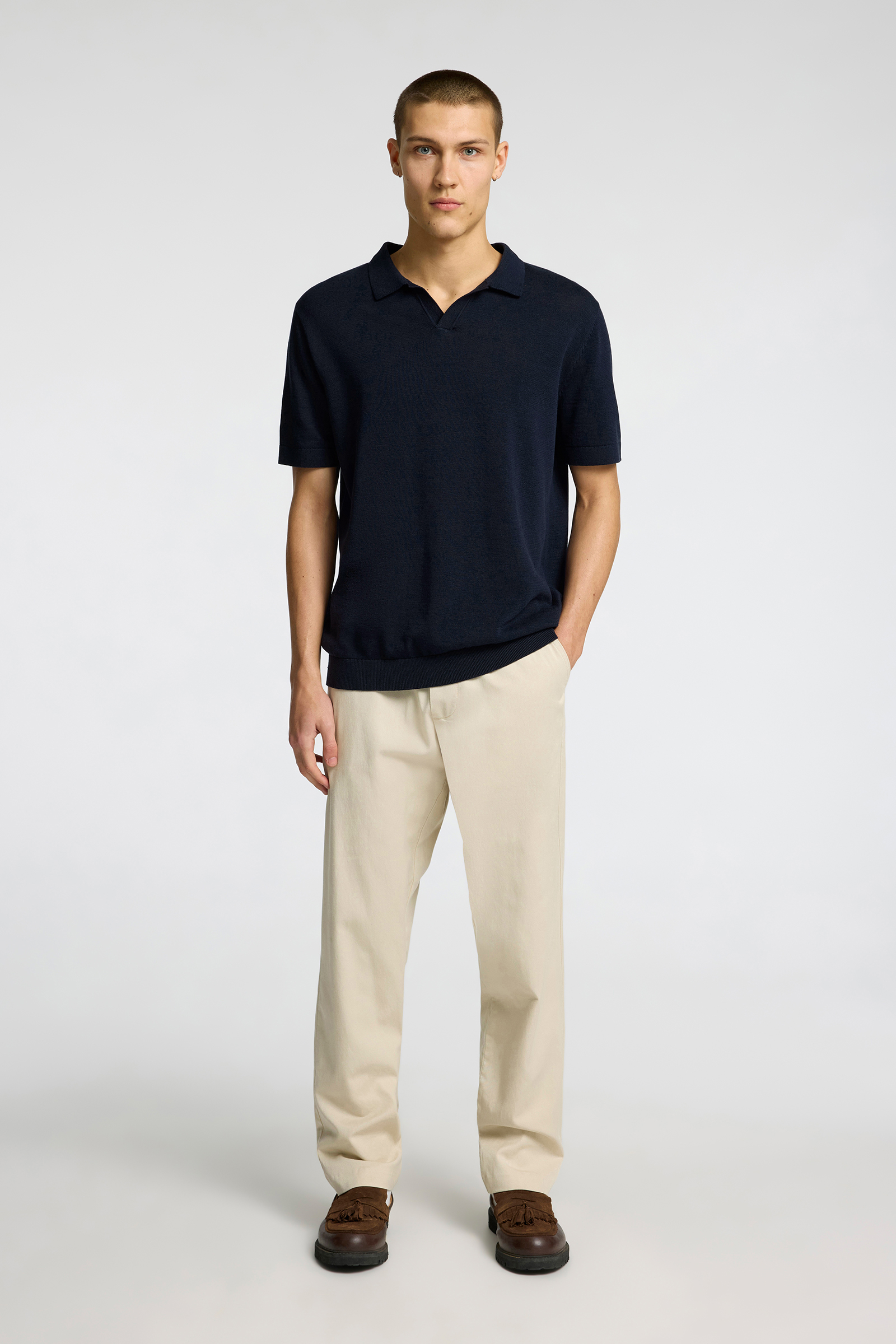 Selected SLHMATTIS SS LINEN BLEND OPEN POLO 186839-Sky Captain 2