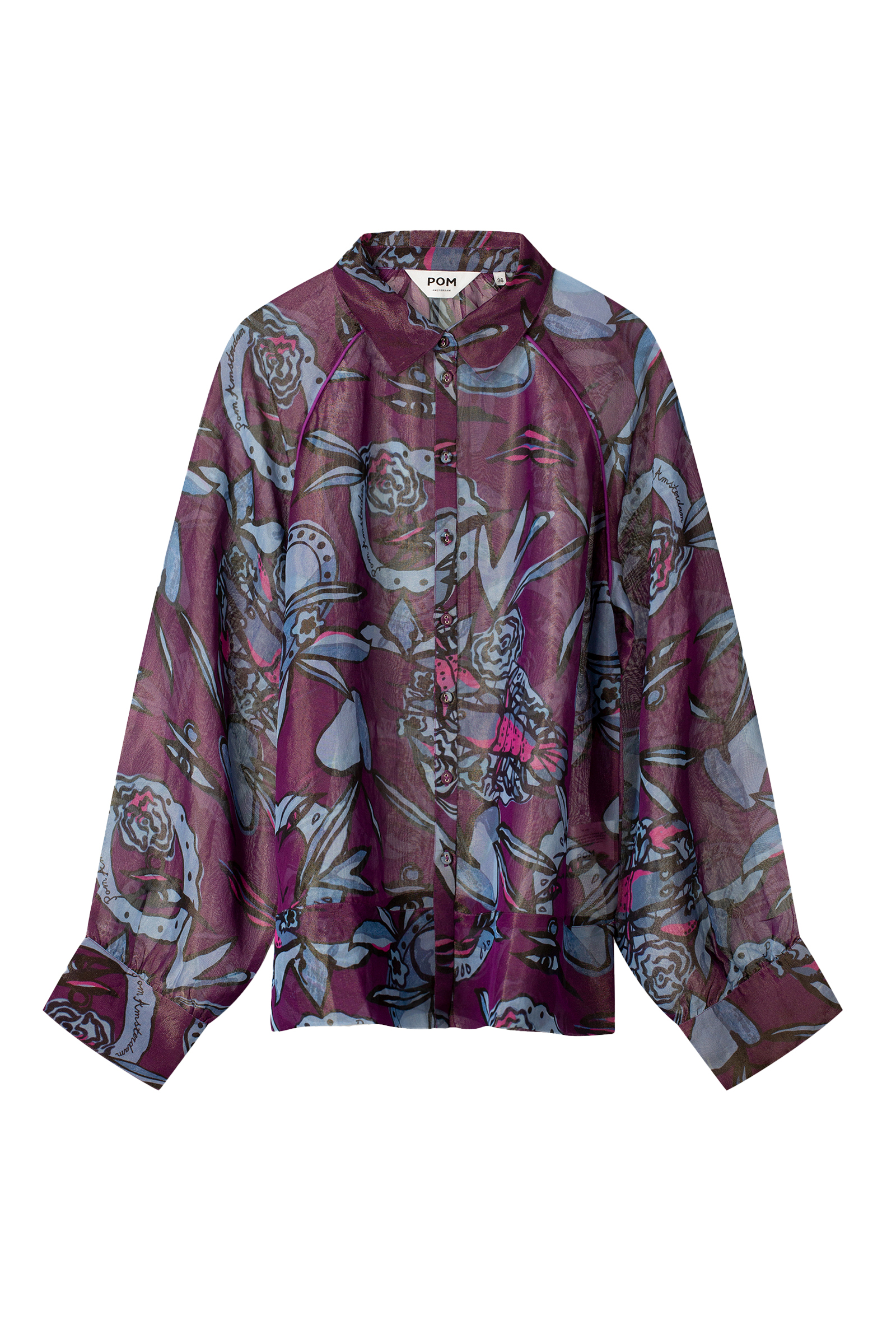 Dames blouse lange mouw paars