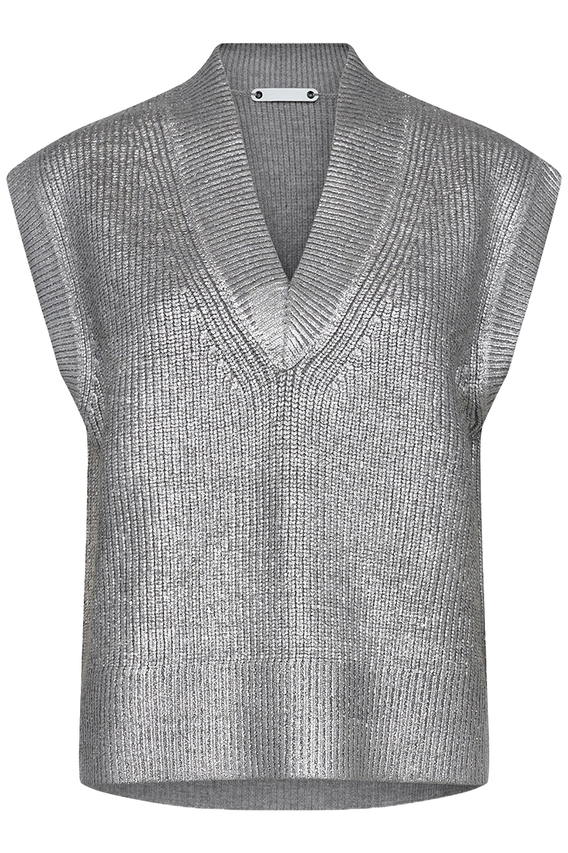 co´couture Row foil knitt vest Zilver-1 1