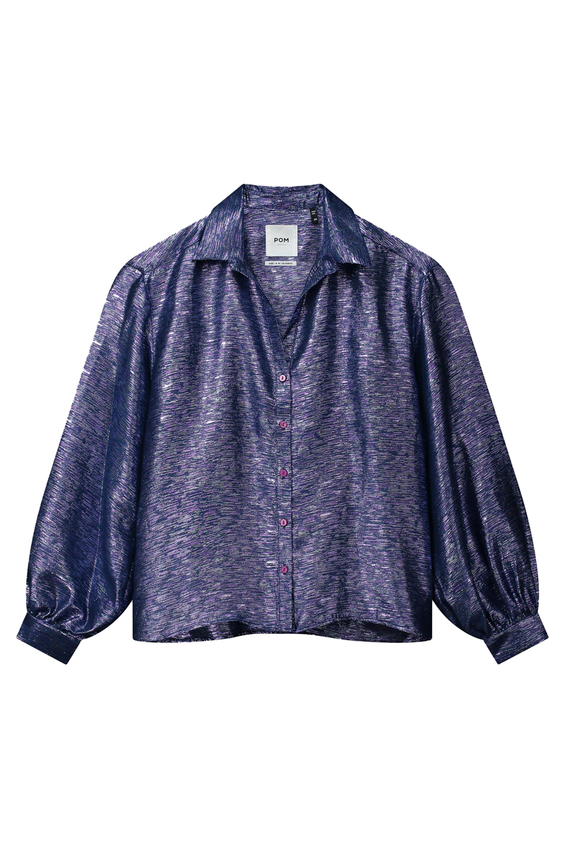 Dames blouse lange mouw blauw