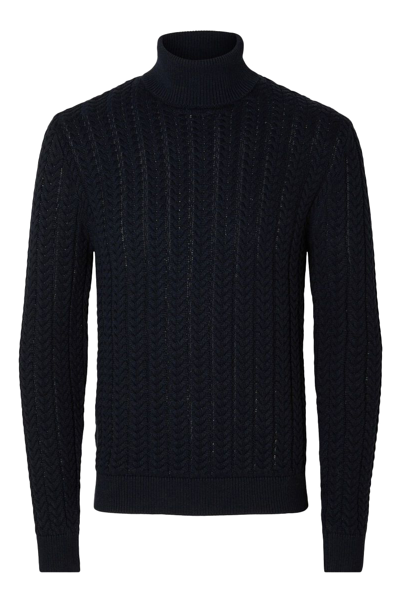 Selected SLHBRAI LS KNIT CABLE ROLL NECK W 186839-Sky Captain 1