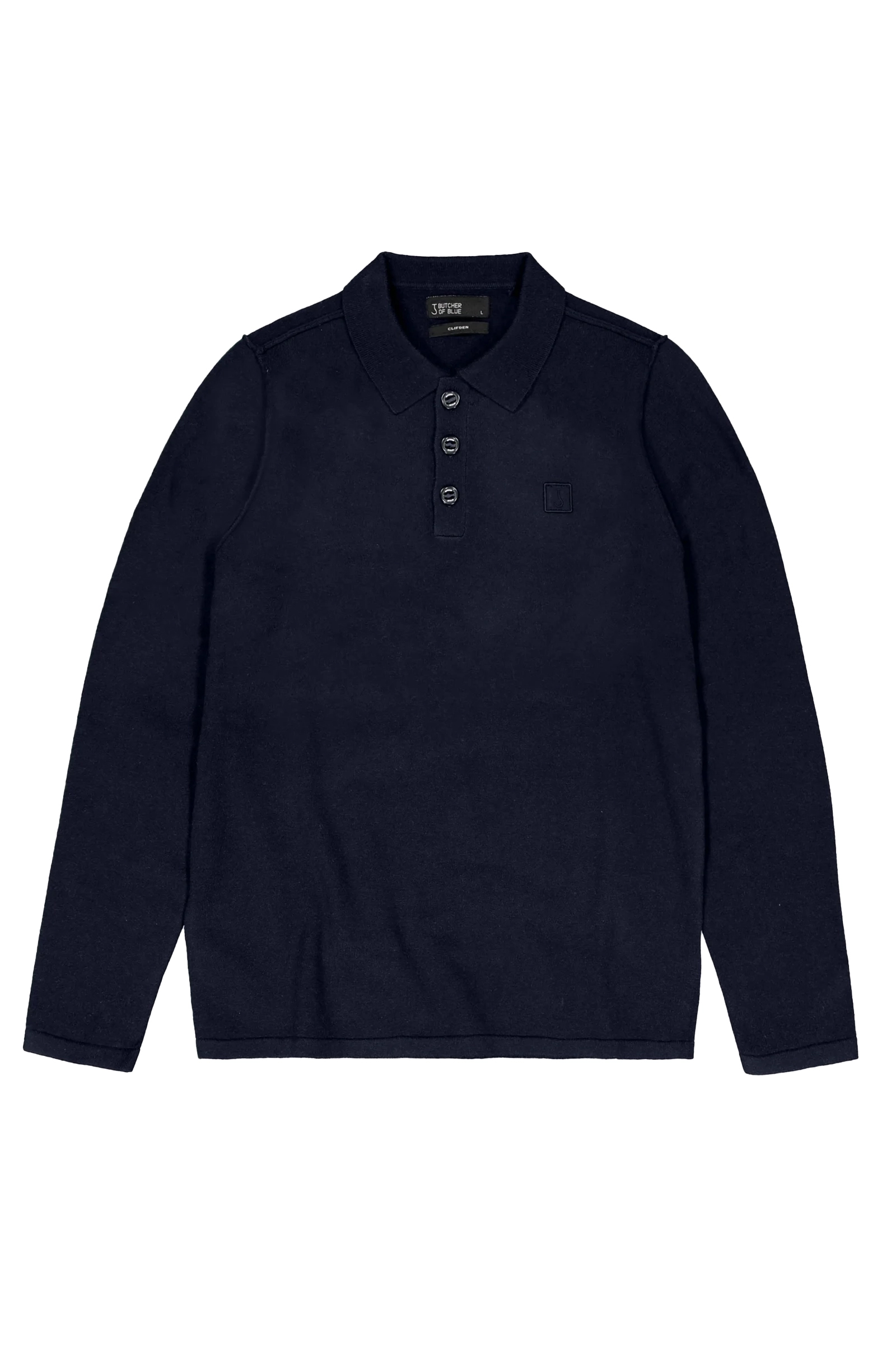 Heren polo lange mouw blauw
