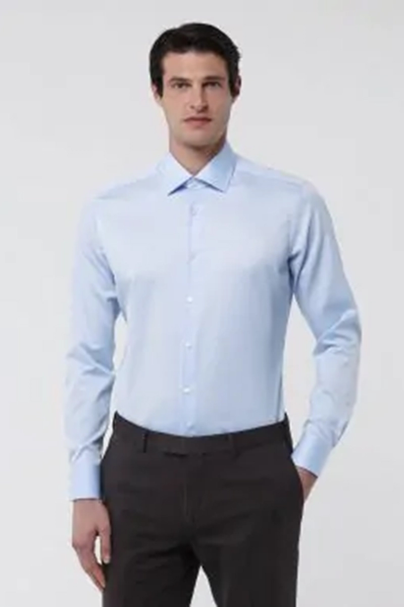 Heren overhemd lm dressual blauw