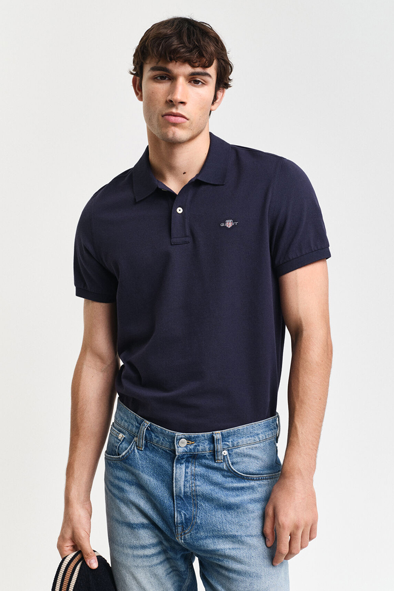 Gant REG SHIELD SS PIQUE POLO Blauw-1 2