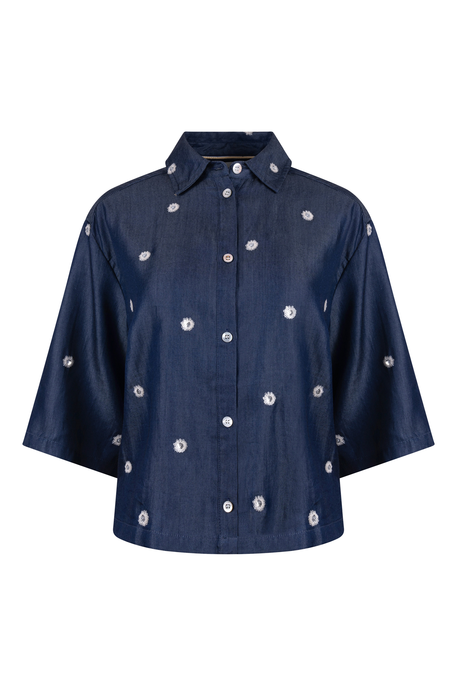 Dames blouse lange mouw blauw