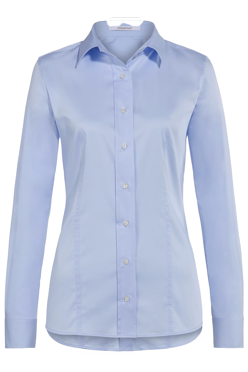 nadering Karakteriseren herstel Soluzione Dames blouse lange mouw Blauw-3 Voorwinden