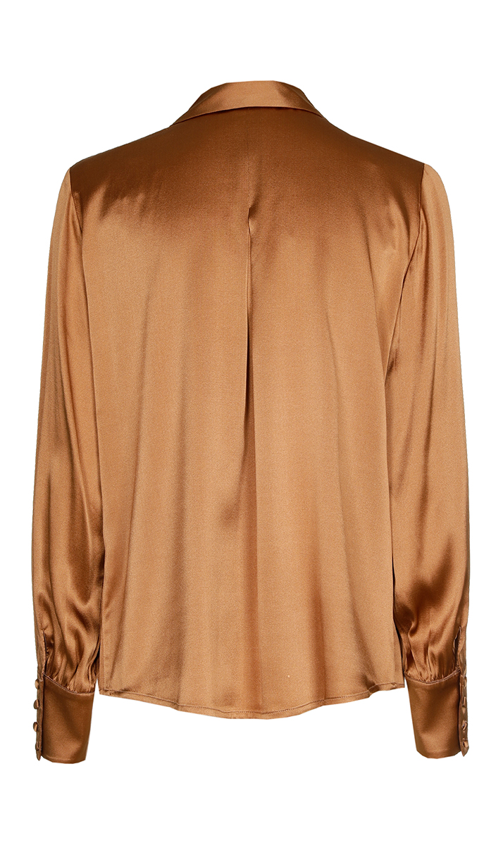 Dames blouse lange mouw bruin