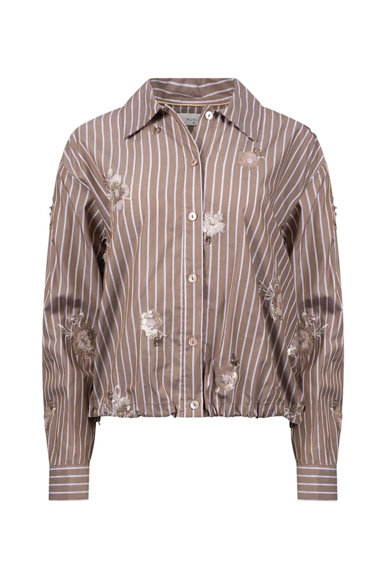 Dames blouse lange mouw bruin