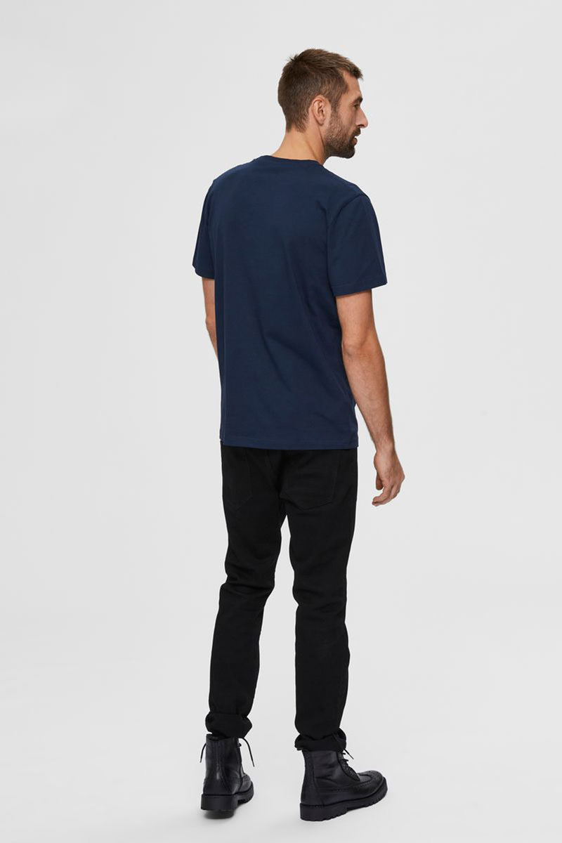 Selected SLHNORMAN180 SS O-NECK TEE S NOOS Blauw-1 3