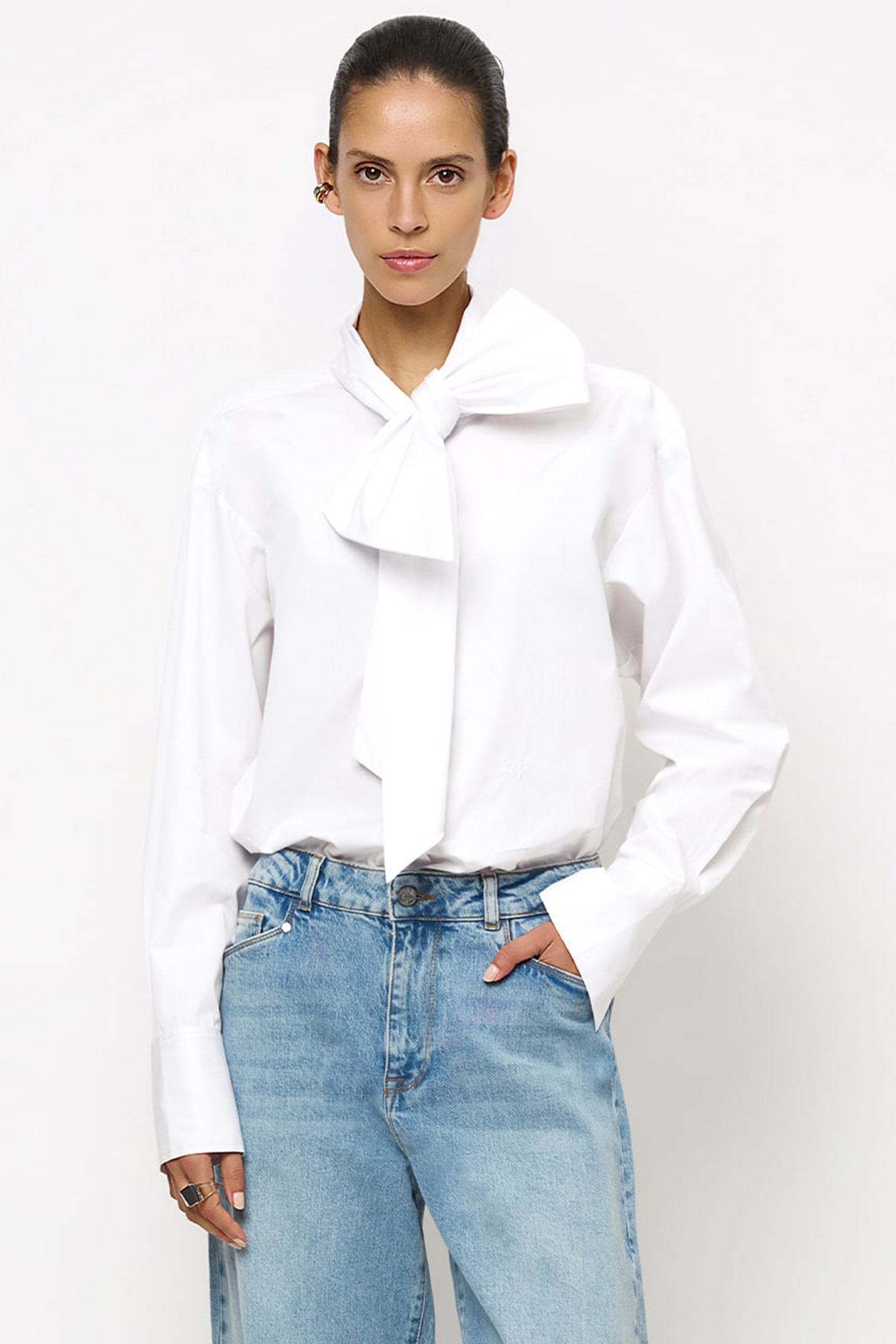 Dames blouse lange mouw wit