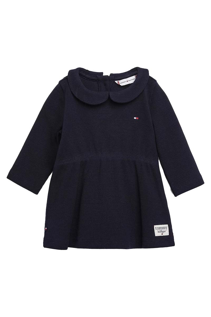 Tommy Hilfiger Baby rib dress Blauw-1 Voorwinden