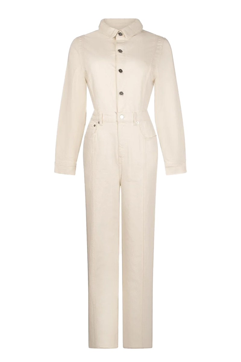 Dames jumpsuit/tuinbroek ecru