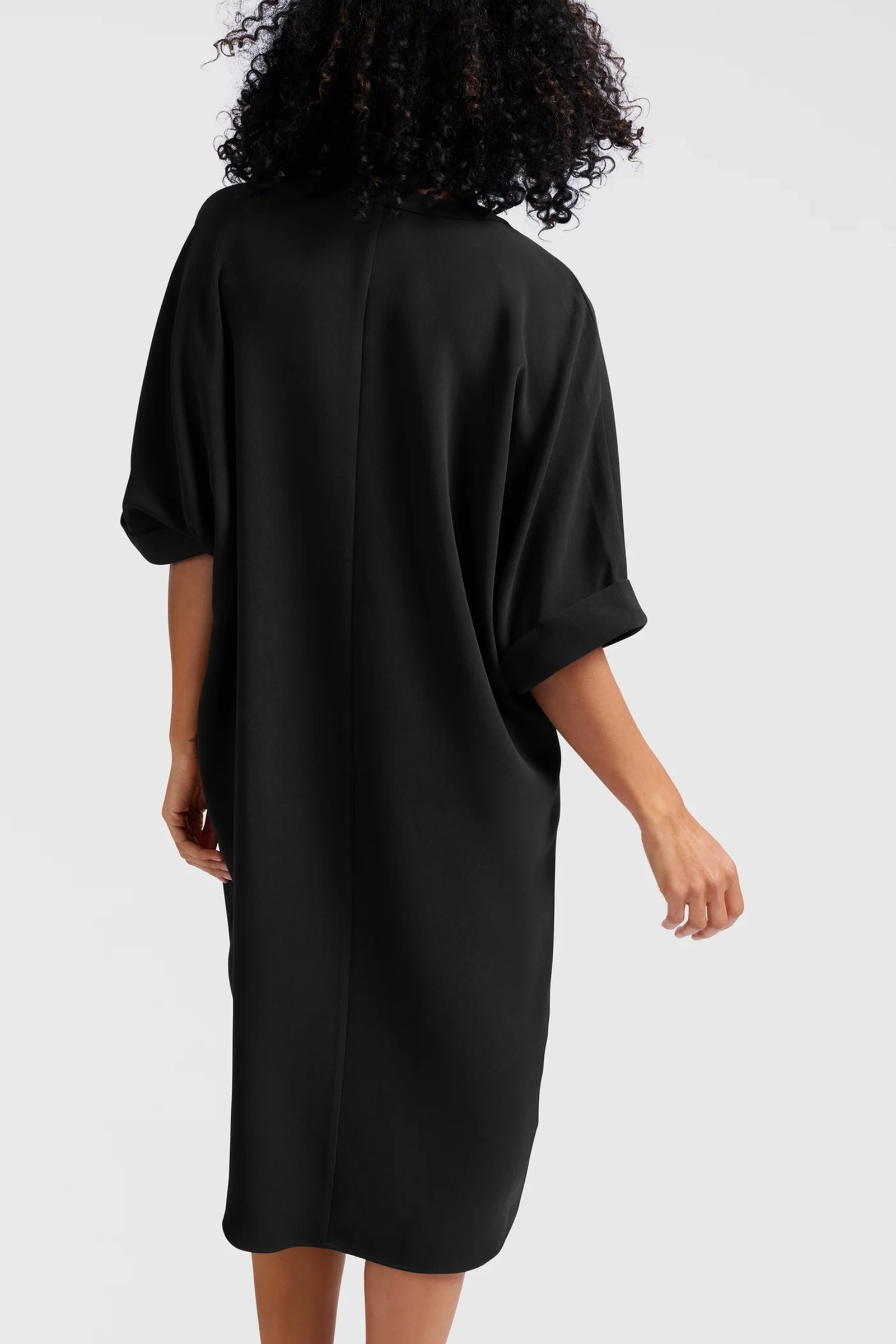 Yaya Folded short sleeve dress WASHED BLACK 3