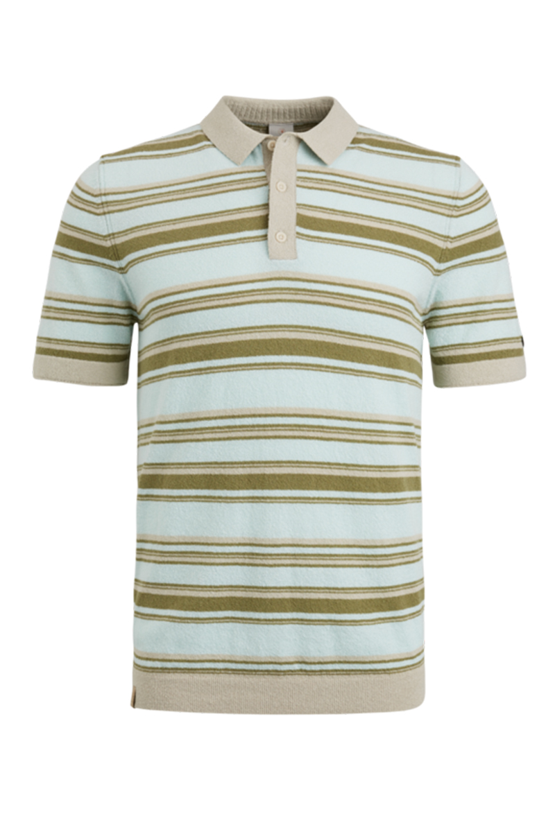 Cast Iron Short sleeve polo cotton blend bou Blauw-3 1
