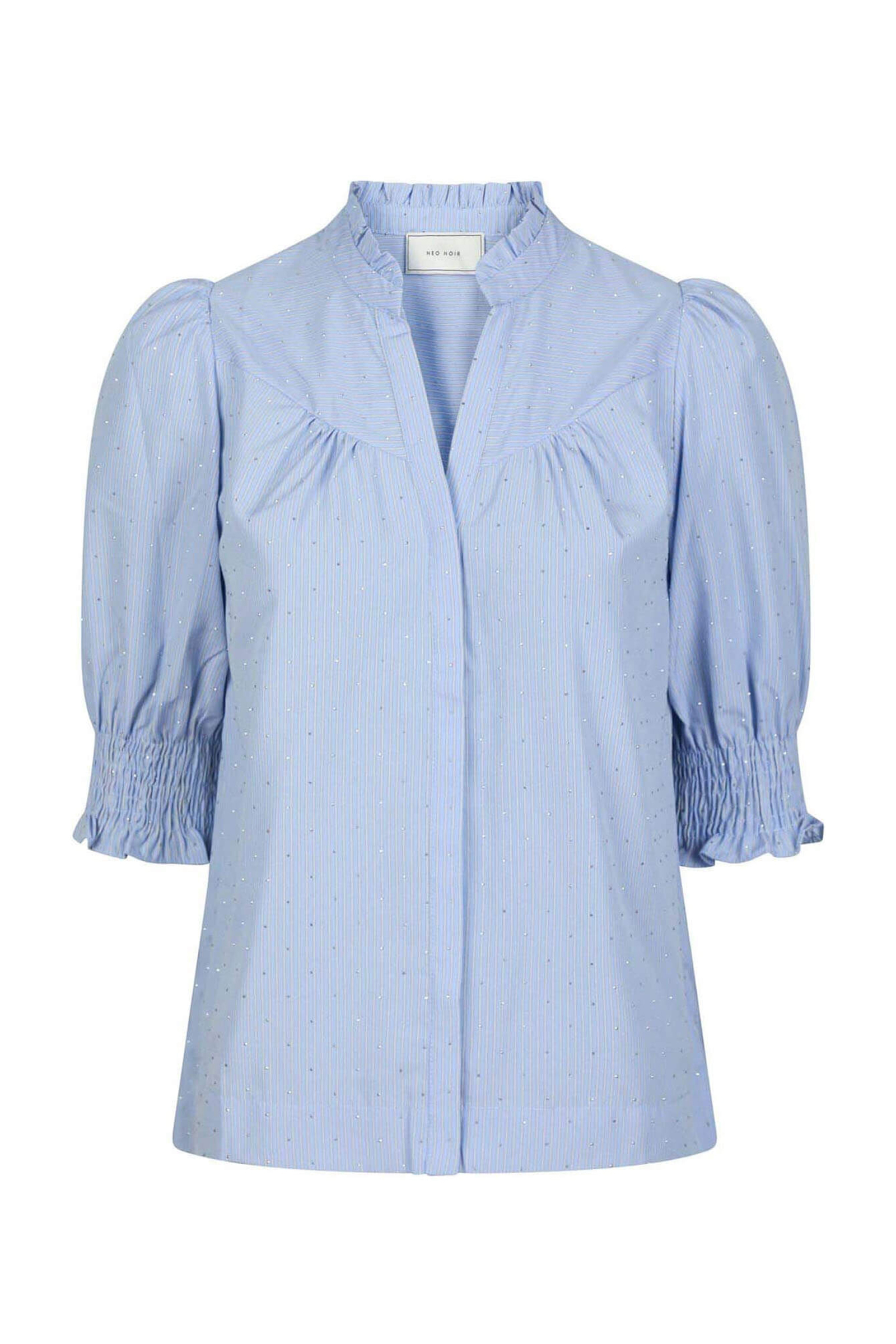 Dames blouse lange mouw blauw