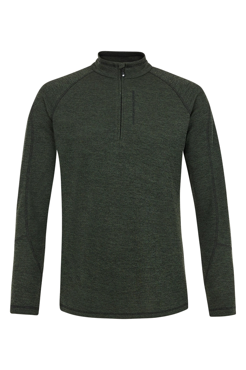 Wintersport heren pully+rits groen