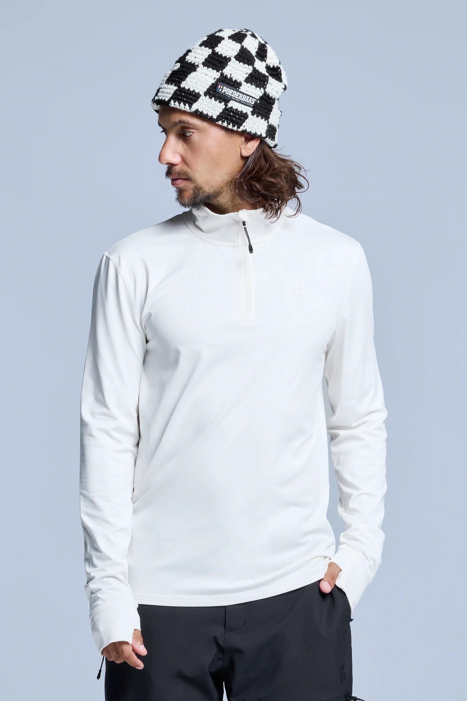 Wintersport heren pully+rits ecru