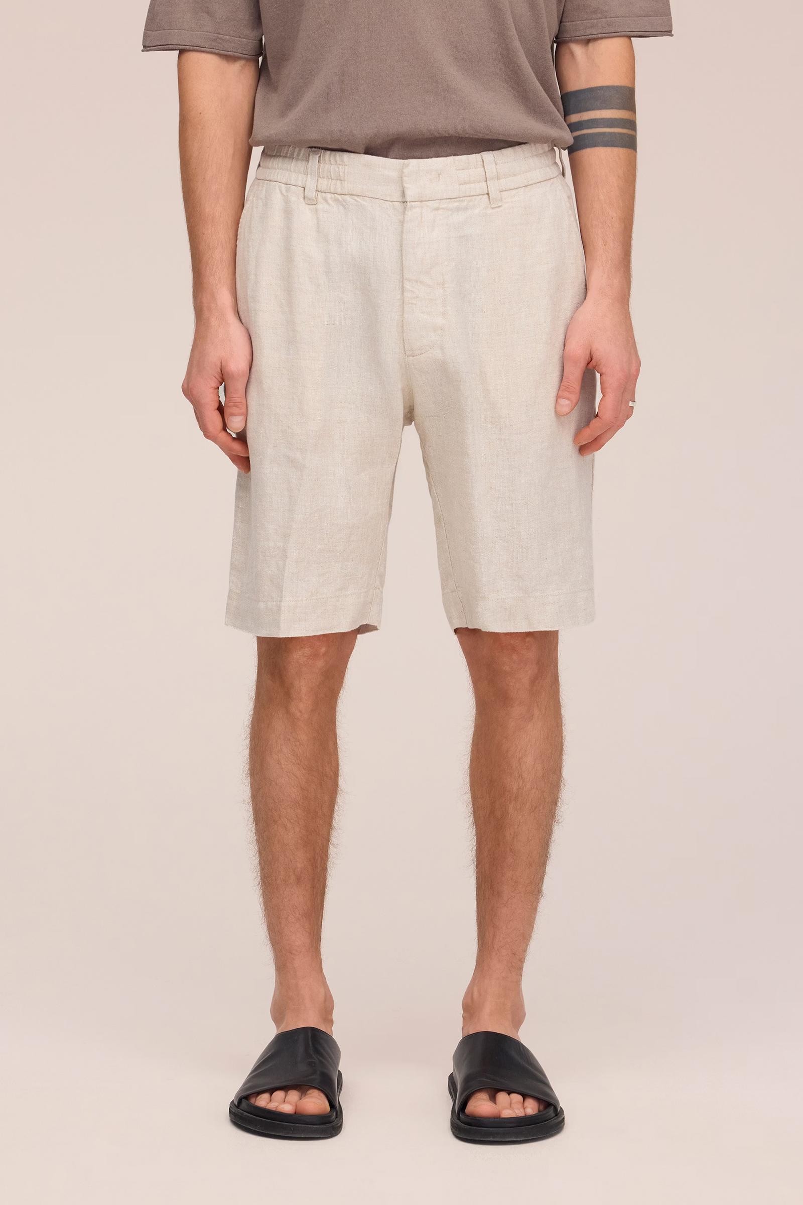 Heren short ecru