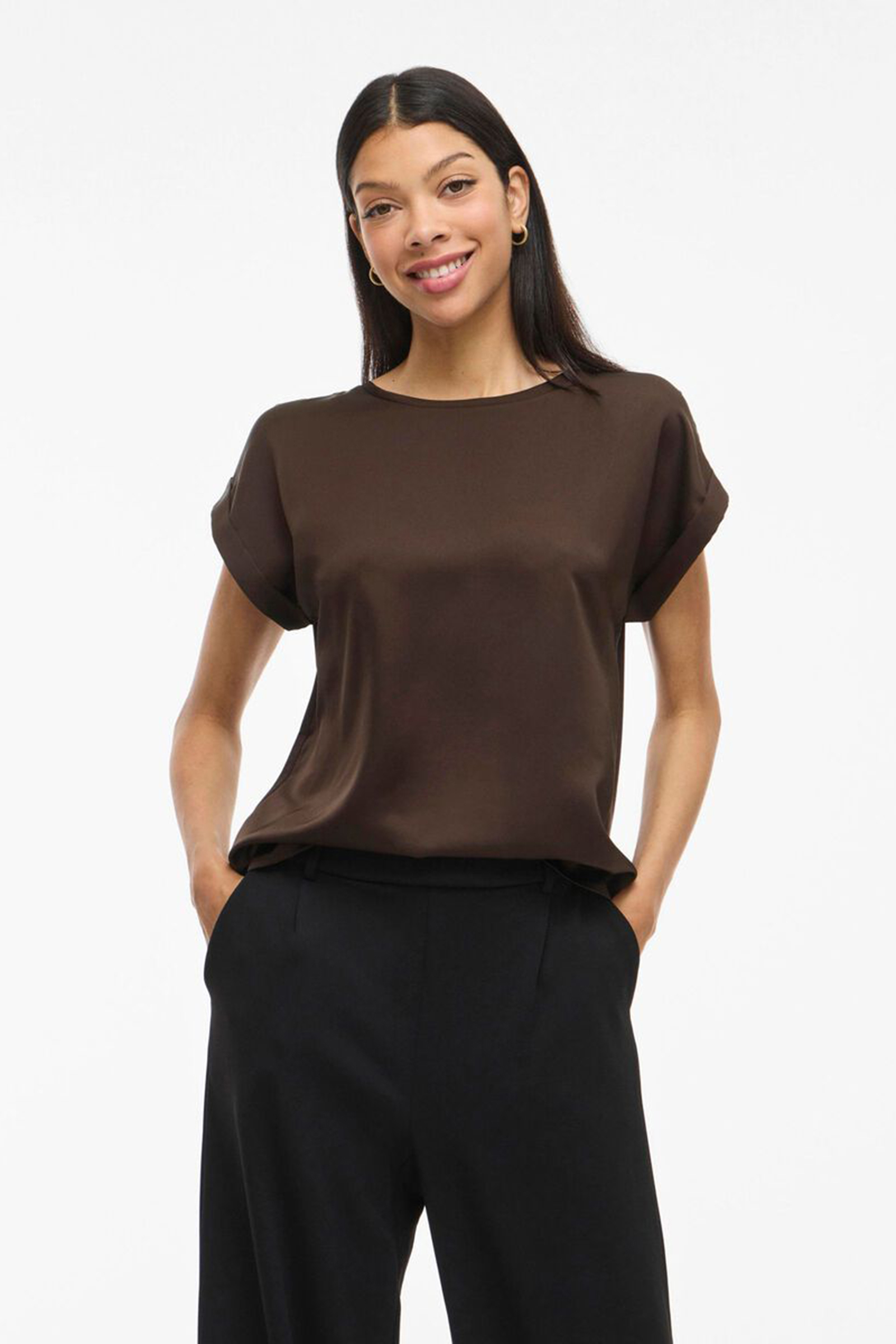 Dames blouse korte mouw grijs